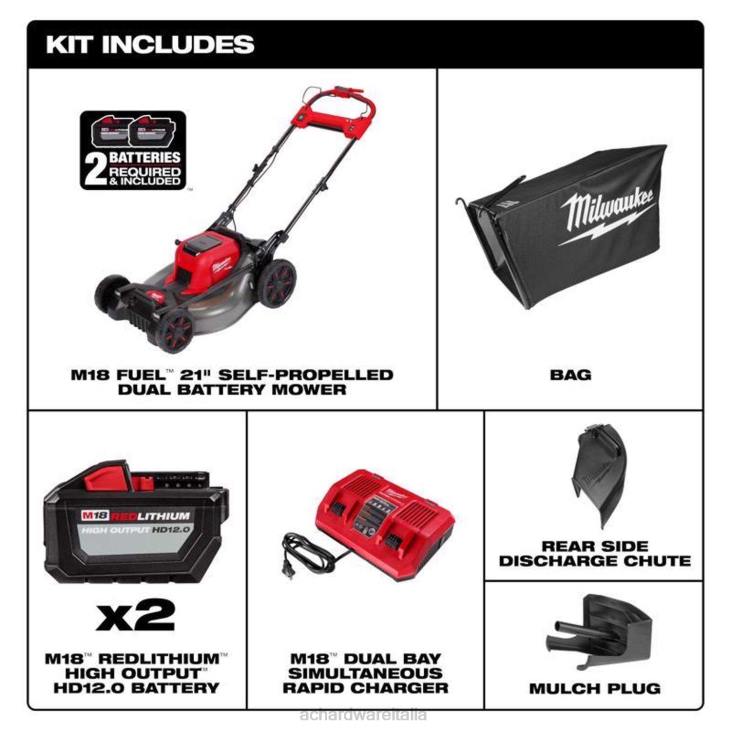 prato e giardino Ace Hardware Milwaukee M18 Fuel 2823-22HD 21 pollici Kit tosaerba semovente a batteria da 18 V (batteria e caricabatterie) 4N264